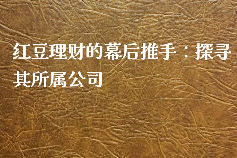 红豆理财的幕后推手：探寻其所属公司_https://wap.jnlaobingbanjia.com_金融理财_第1张