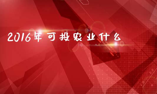 2016年可投农业什么_https://wap.jnlaobingbanjia.com_证券公告_第1张