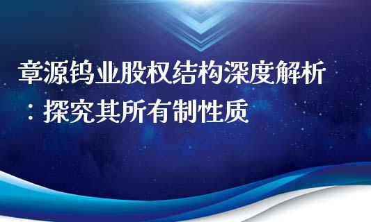 章源钨业股权结构深度解析：探究其所有制性质_https://wap.jnlaobingbanjia.com_财务管理_第1张