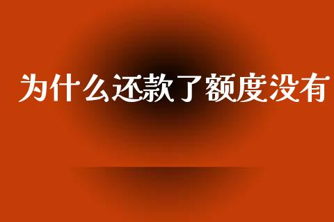 为什么还款了额度没有_https://wap.jnlaobingbanjia.com_财务管理_第1张