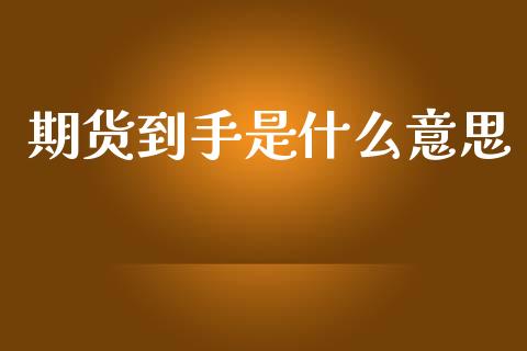 期货到手是什么意思_https://wap.jnlaobingbanjia.com_证券公告_第1张