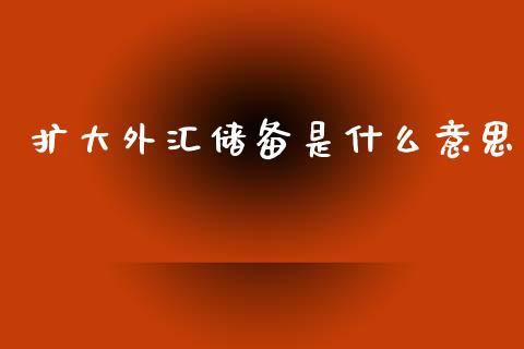扩大外汇储备是什么意思_https://wap.jnlaobingbanjia.com_财务管理_第1张