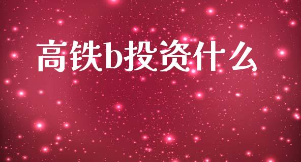 高铁b投资什么_https://wap.jnlaobingbanjia.com_财经资讯_第1张