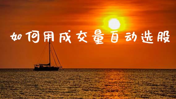 如何用成交量自动选股_https://wap.jnlaobingbanjia.com_股市行情_第1张