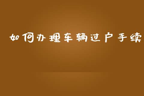 如何办理车辆过户手续_https://wap.jnlaobingbanjia.com_证券公告_第1张