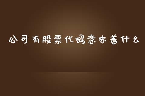 公司有股票代码意味着什么_https://wap.jnlaobingbanjia.com_证券公告_第1张
