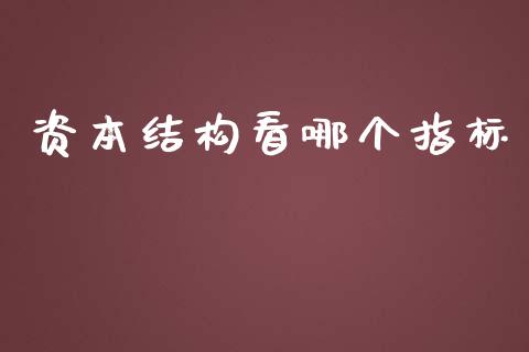 资本结构看哪个指标_https://wap.jnlaobingbanjia.com_股市行情_第1张
