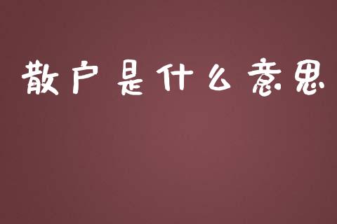 散户是什么意思_https://wap.jnlaobingbanjia.com_财务管理_第1张
