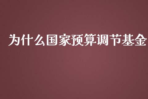 为什么国家预算调节基金_https://wap.jnlaobingbanjia.com_基金分析_第1张