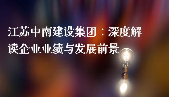江苏中南建设集团：深度解读企业业绩与发展前景_https://wap.jnlaobingbanjia.com_财务管理_第1张