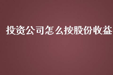 投资公司怎么按股份收益_https://wap.jnlaobingbanjia.com_股市行情_第1张