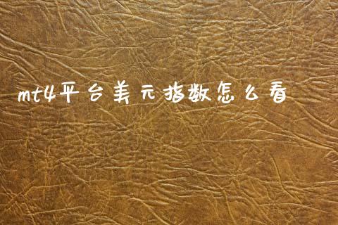 mt4平台美元指数怎么看_https://wap.jnlaobingbanjia.com_基金分析_第1张