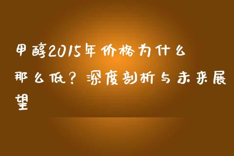 甲醇2015年价格为什么那么低？深度剖析与未来展望_https://wap.jnlaobingbanjia.com_财务管理_第1张