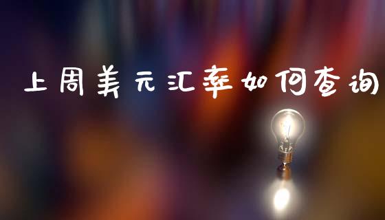 上周美元汇率如何查询_https://wap.jnlaobingbanjia.com_证券公告_第1张