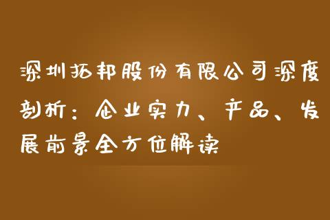 深圳拓邦股份有限公司深度剖析：企业实力、产品、发展前景全方位解读_https://wap.jnlaobingbanjia.com_证券公告_第1张