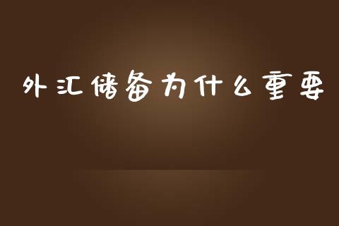 外汇储备为什么重要_https://wap.jnlaobingbanjia.com_基金分析_第1张
