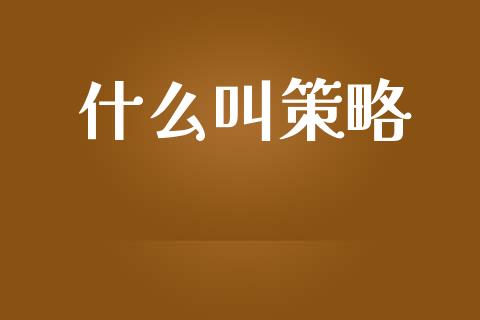 什么叫策略_https://wap.jnlaobingbanjia.com_金融理财_第1张
