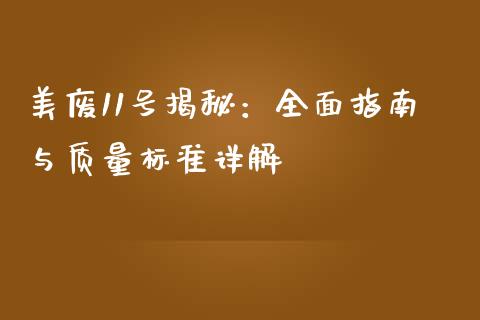 美废11号揭秘：全面指南与质量标准详解_https://wap.jnlaobingbanjia.com_证券公告_第1张