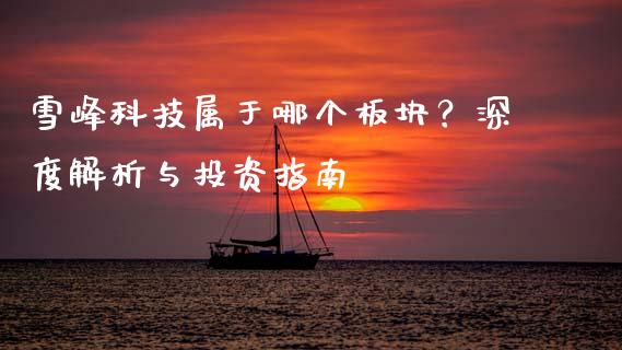 雪峰科技属于哪个板块？深度解析与投资指南_https://wap.jnlaobingbanjia.com_股市行情_第1张