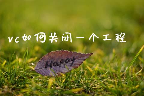 vc如何关闭一个工程_https://wap.jnlaobingbanjia.com_财务管理_第1张