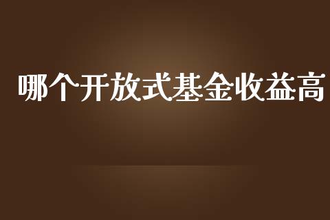 哪个开放式基金收益高_https://wap.jnlaobingbanjia.com_股市行情_第1张
