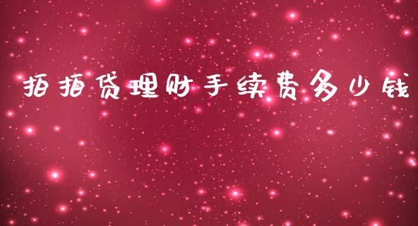 拍拍贷理财手续费多少钱_https://wap.jnlaobingbanjia.com_证券公告_第1张