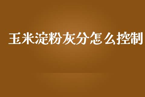 玉米淀粉灰分怎么控制_https://wap.jnlaobingbanjia.com_金融理财_第1张