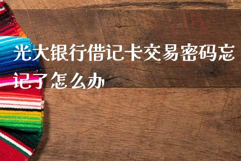 光大银行借记卡交易密码忘记了怎么办_https://wap.jnlaobingbanjia.com_股市行情_第1张