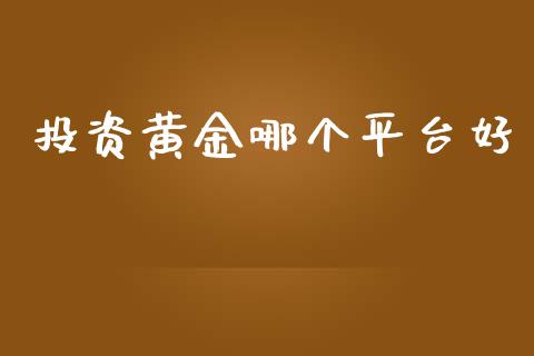 投资黄金哪个平台好_https://wap.jnlaobingbanjia.com_财经资讯_第1张