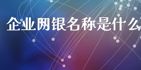 企业网银名称是什么_https://wap.jnlaobingbanjia.com_证券公告_第1张