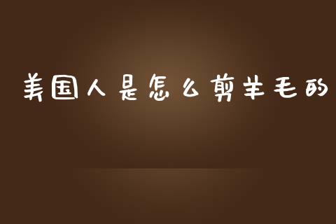 美国人是怎么剪羊毛的_https://wap.jnlaobingbanjia.com_基金分析_第1张