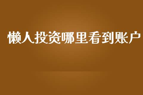 懒人投资哪里看到账户_https://wap.jnlaobingbanjia.com_基金分析_第1张