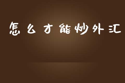 怎么才能炒外汇_https://wap.jnlaobingbanjia.com_财务管理_第1张
