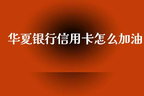 华夏银行信用卡怎么加油_https://wap.jnlaobingbanjia.com_财经资讯_第1张