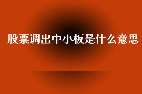 股票调出中小板是什么意思_https://wap.jnlaobingbanjia.com_基金分析_第1张