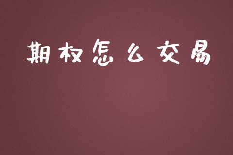 期权怎么交易_https://wap.jnlaobingbanjia.com_财务管理_第1张