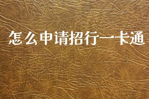 怎么申请招行一卡通_https://wap.jnlaobingbanjia.com_证券公告_第1张