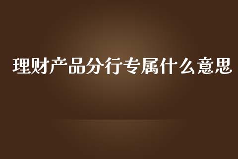理财产品分行专属什么意思_https://wap.jnlaobingbanjia.com_证券公告_第1张