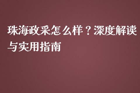 珠海政采怎么样？深度解读与实用指南_https://wap.jnlaobingbanjia.com_证券公告_第1张