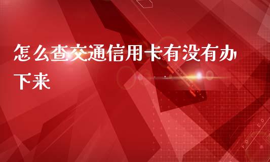 怎么查交通信用卡有没有办下来_https://wap.jnlaobingbanjia.com_证券公告_第1张